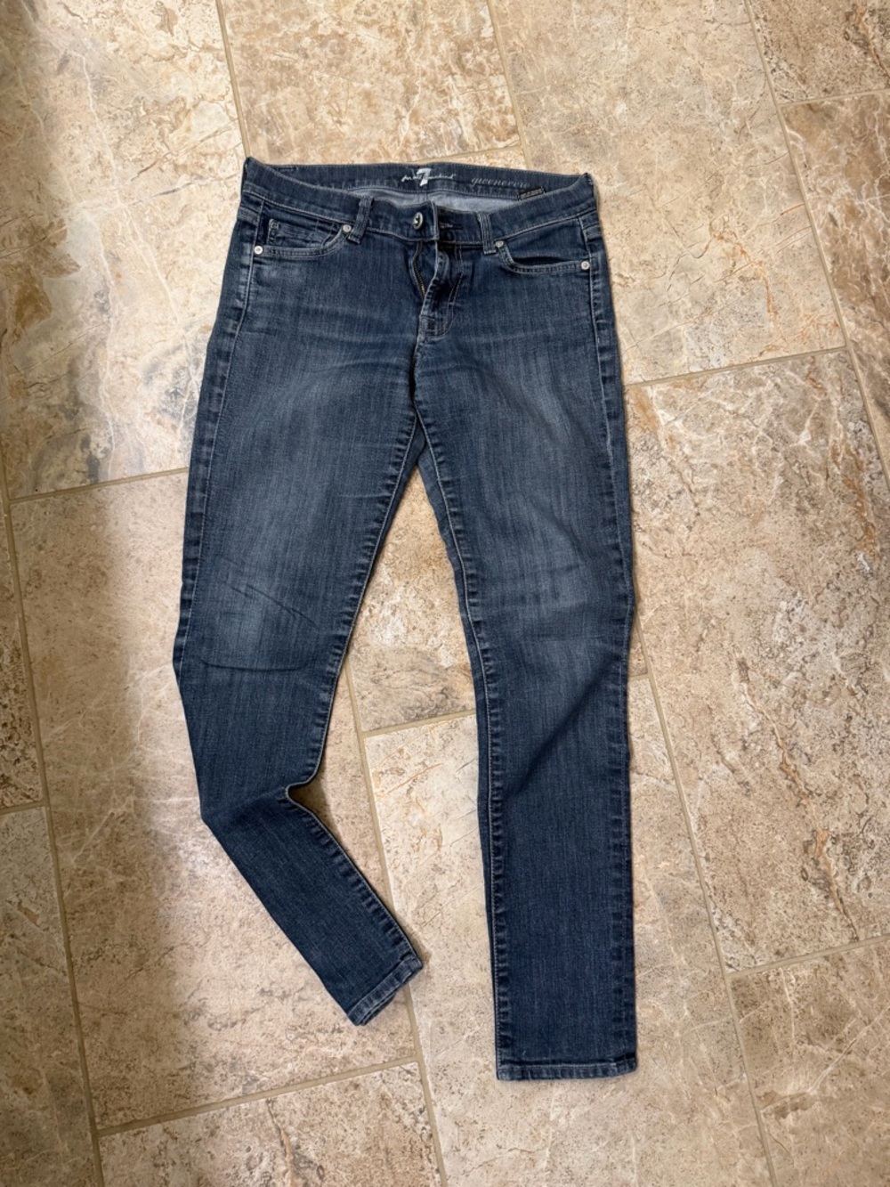 7 For All Mankind Skinny Jeans - Dark Blue Wash